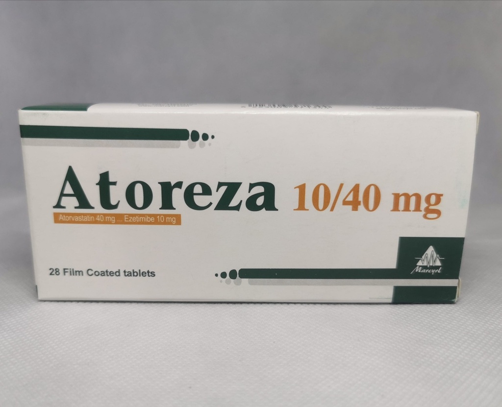 ATOREZA 10/40 MG 28 TAB. - اتوريزا 10/40 مجم 28 | اقراص لخفض الكوليسترول والدهون الثلاثية وحماية القلب