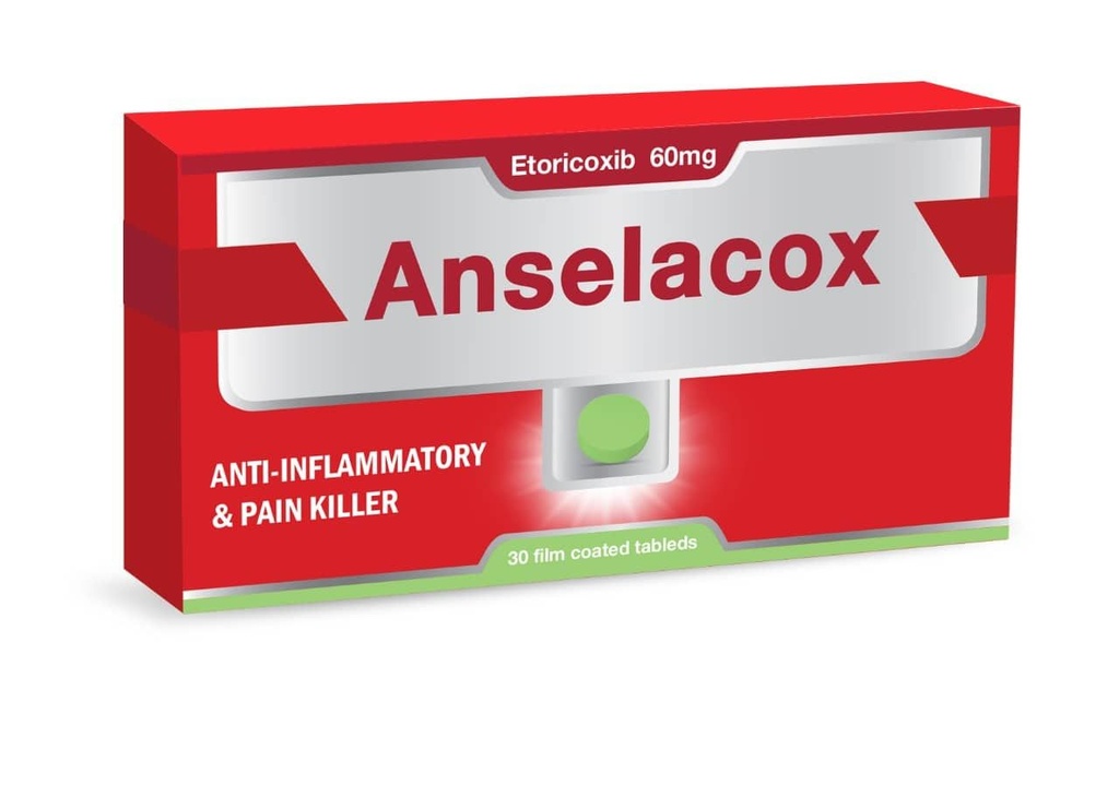ANSELACOX 60 MG 30 TAB - انسلاكوكس 60 مجم 30 | اقراص لتسكين الالام وعلاج التهابات المفاصل والخشونة