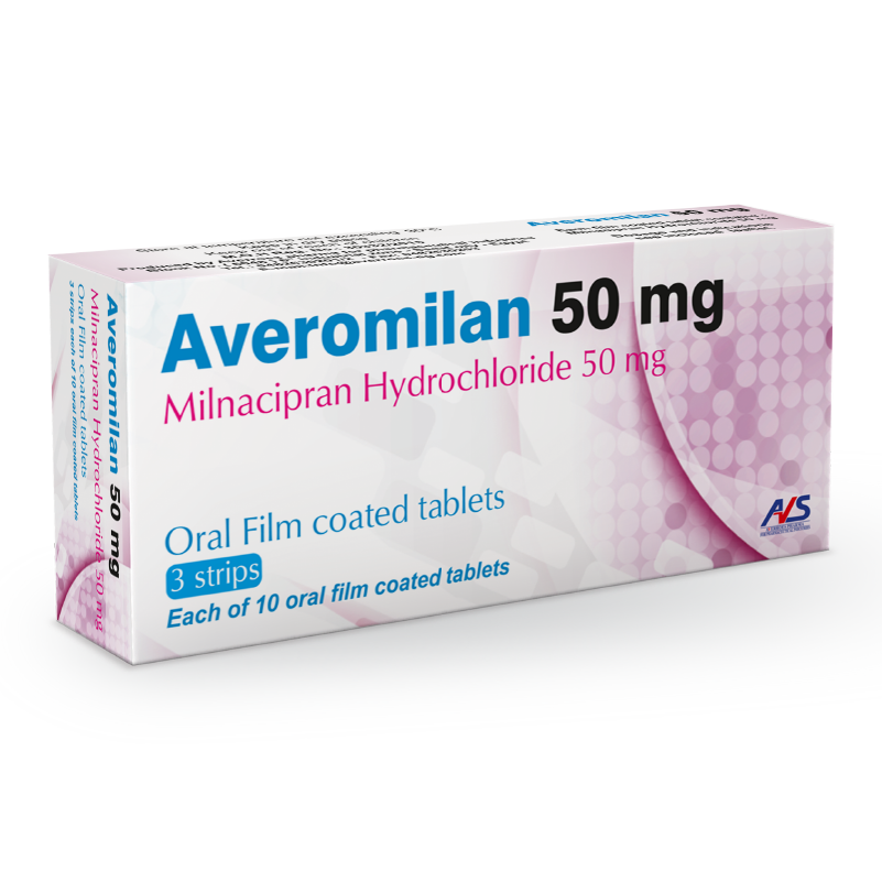 AVEROMILAN 50 MG 30 TAB - افيروميلان 50 مجم 30 قرص | لعلاج متلازمة الالم العضلي الليفي والاكتئاب