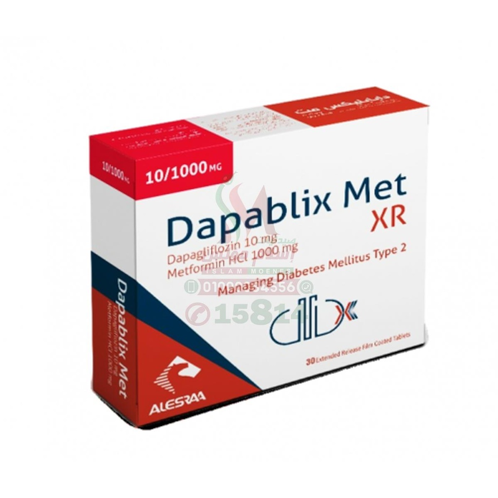 DAPABLIX MET XR 10-1000 MG 30 TAB - دابابليكس ميت اكس ار 10-1000 مجم | اقراص ممتدة المفعول | لعلاج السكري من النوع الثاني