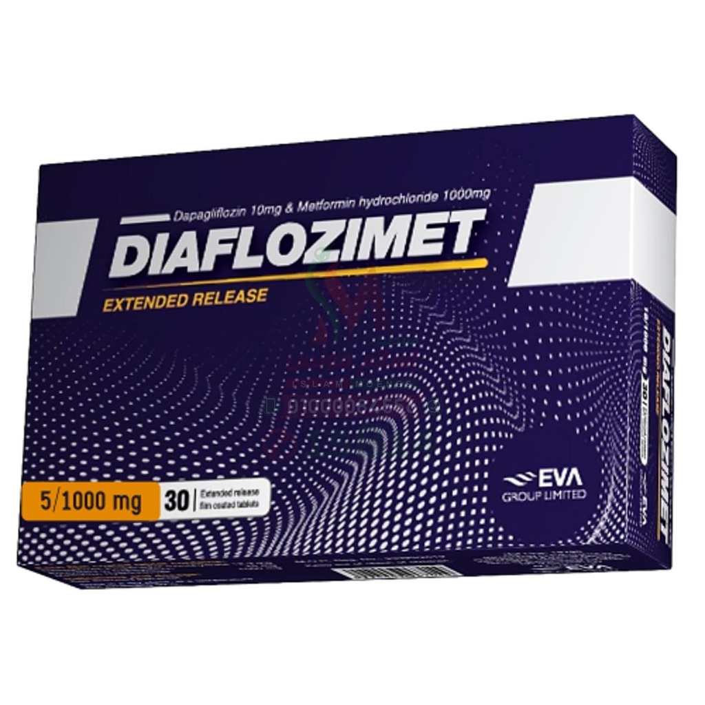 DIAFLOZIMET 5 MG / 1000 MG 30 EXTENDED RELEASE TABLETS - ديافلوزيميت 5 مجم / 1000 مجم 30 قرص ممتد المفعول | 5 مجم / 1000 مجم | اقراص ممتدة المفعول | ضبط مستوى السكر في الدم لمرضى السكري من النوع الثاني