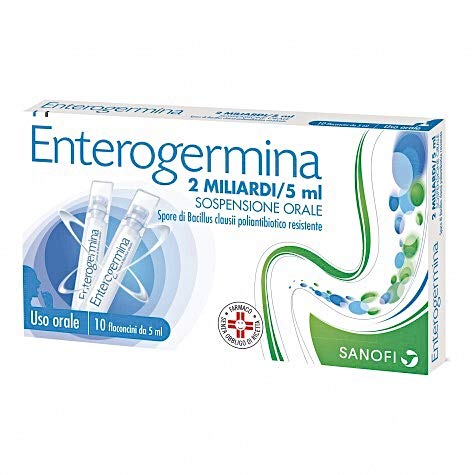 Enterogermina 2 billion/5ml 10VIALS - انتروجرمينا 2 مليار / 5 مل | 10 امبولات شرب | معلق فموي | استعادة توازن البكتيريا النافعة وعلاج الاسهال