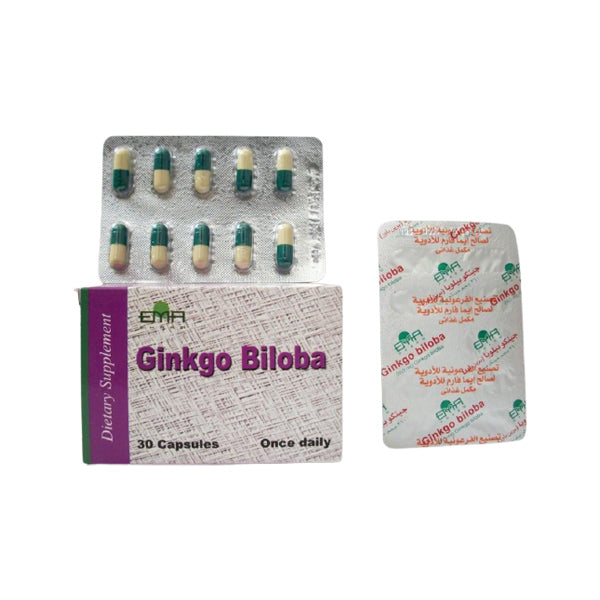 GINKGO BILOBA 30 CAP - جينكو بيلوبا 30 كبسولة | تركيزات متعددة | كبسولات | تحسين الدورة الدموية الطرفية وتعزيز الذاكرة والتركيز