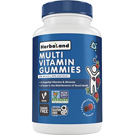 HERBALAND GUMMY MULTI VITAMIN FOR ADULTS 60CAP - هربالاند جاميز مالتي فيتامين للبالغين 60 قطعة | 60 قطعة مضغ | قطع مضغ جيلاتينية | دعم المناعة اليومية ومد الجسم بالطاقة والحيوية