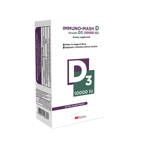 IMMUNO MASH D3 10000IU 30TAB - ايميونو ماش د3 10000 وحدة دولية 30 قرص | 10000 وحدة دولية | اقراص | علاج نقص فيتامين د3 وتقوية العظام والمناعة