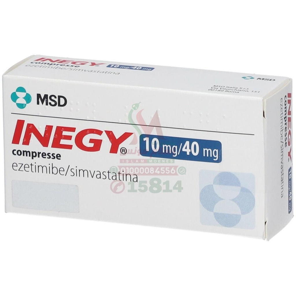 INEGY 10MG/40MG 14TAB - اينجي 10مجم/40مجم 14 قرص | 10مجم/40مجم | اقراص | خفض مستويات الكوليسترول والوقاية من امراض القلب والاوعية الدموية
