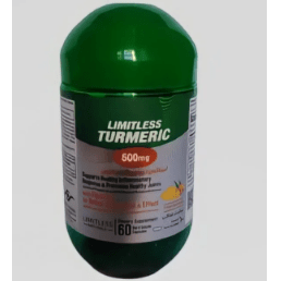 Limitless Turmeric 500mg 60Cap - ليميتلس تورميريك 500 مجم 60 كبسولة | 500 مجم | كبسولات | دعم صحة المفاصل ومضاد للالتهابات