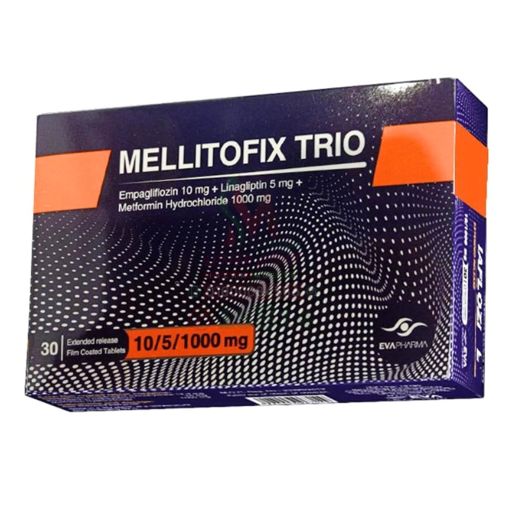 MELLITOFIX TRIO 10 MG / 5 MG / 1000 MG - ميليتوفكس تريو 10/5/1000 مجم | 30 قرص | لعلاج مرض السكري من النوع الثاني
