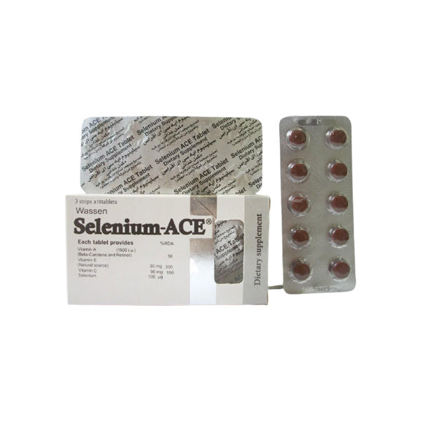 SELENIUM ACE 30 TAB - سيلينيوم ايه سى اى 30 قرص | 30 قرص | اقراص | مضاد اكسدة قوى لحماية الخلايا ودعم المناعة ونضارة البشرة