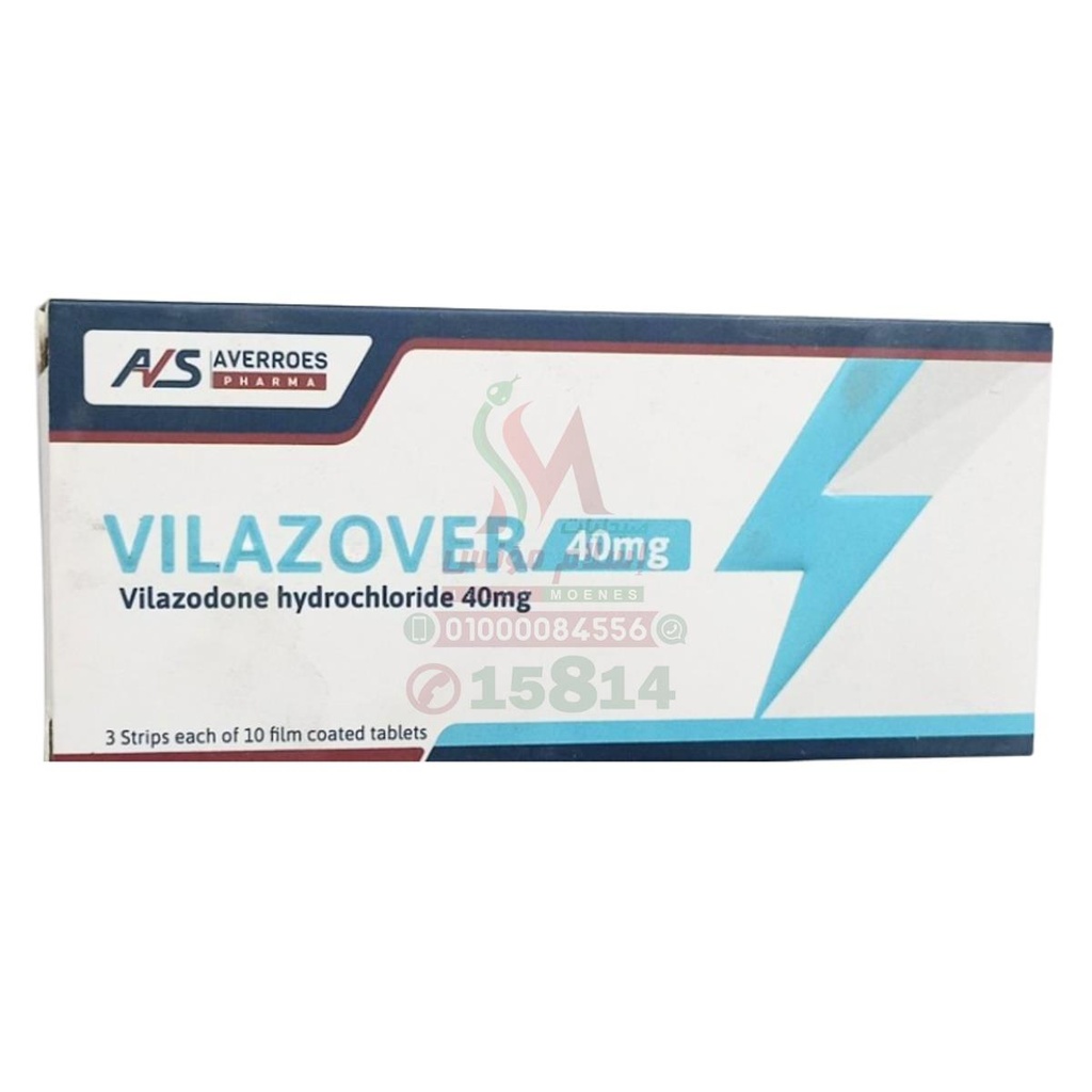 VILAZOVER 40 MG 30 TAB - فيلازوفر 40 مجم 30 قرص | 40 مجم | اقراص مغلفة | علاج الاكتئاب وتحسين الحالة المزاجية