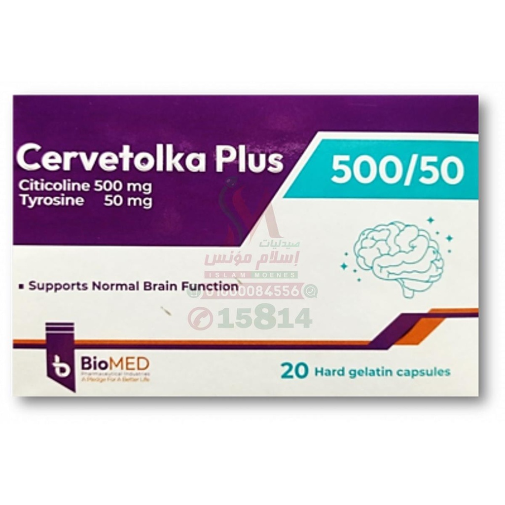 CERVETOLKA PLUS - سيرفيتولكا بلس | 500-50 مجم | كبسولات | دعم الذاكرة والتركيز