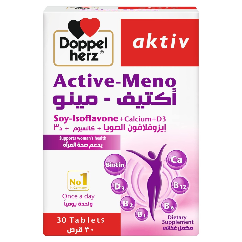 DOPPEL HERZ AKTIV-MENO 30 TAB - دوبل هيرز اكتيف مينو | 30 قرص لتخفيف اعراض انقطاع الطمث ودعم صحة المرأة