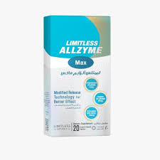 LIMITLESS ALLZYME MAX 20 TAB - ليمتلس الزايم ماكس | اقراص مغلفة لتخفيف التورم و | مضاد للالتهابات