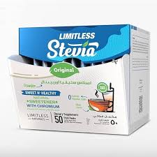 limitless stevia original 50 sachets - ليمتليس ستيفيا اوريجينال 50 كيس | 50 كيس | اكياس محلي طبيعي | لتحلية المشروبات وخفض الوزن بدون سعرات