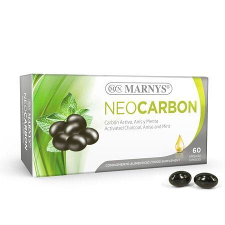marnys neocarbon 30 caps - مارنيز نيوكاربون 30 كبسولة | 30 كبسولة | كبسولات جيلاتينية رخوة | للتخلص من الانتفاخات وغازات البطن وراحة القولون