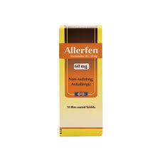 ALLERFEN 60 MG 30 TABLETS - اللرفين 60 مجم 30 قرص | 60 مجم | اقراص مغلفة | مضاد فعال للحساسية وعلاج اعراض الرشح والارتيكريا دون نعاس