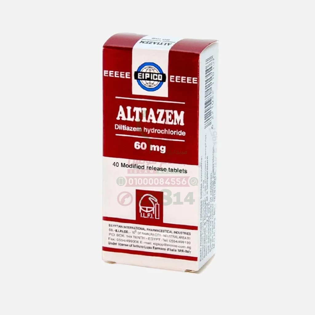 ALTIAZEM 60 MG 40 TABLETS - التيازم 60 مجم 40 قرص | 60 مجم | اقراص معدلة الانطلاق | تنظيم ضغط الدم المرتفع وعلاج الذبحة الصدرية