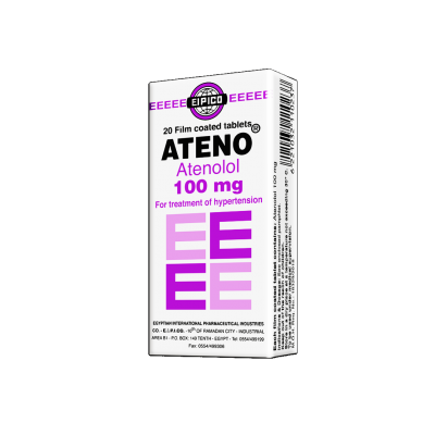 ATENO 100 MG 20 TAB - اتينو 100 مجم 20 | اقراص لخفض ضغط الدم المرتفع وتنظيم ضربات القلب