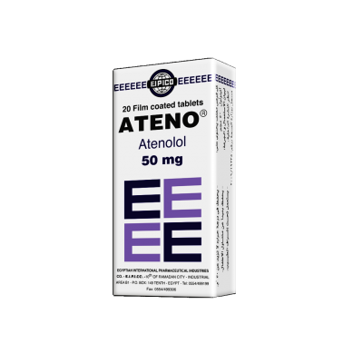 ATENO 50 MG 20 TAB - اتينو 50 مجم 20 | اقراص لخفض ضغط الدم المرتفع وتنظيم ضربات القلب