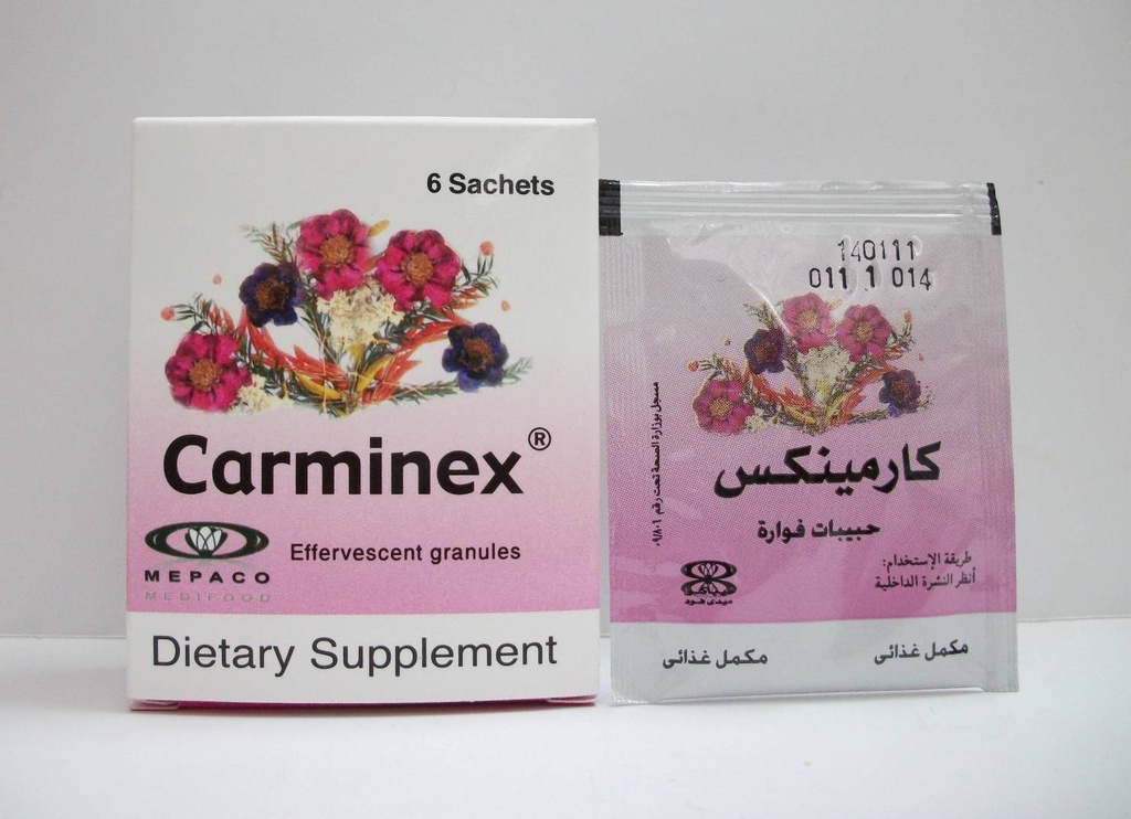 CARMINEX EFF 6 PACKETS - كارمينكس فوار 6 اكياس | تركيزات متعددة | حبيبات فوارة | طرد الغازات وعلاج الانتفاخ واضطرابات القولون