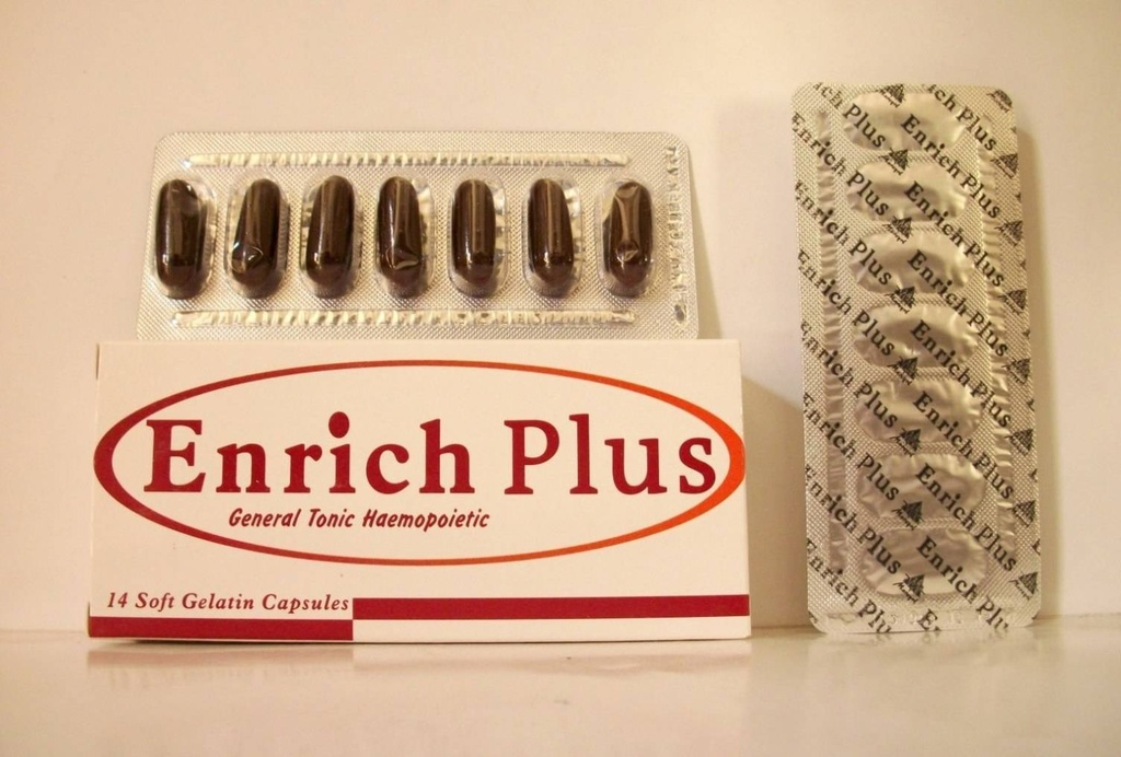 ENRICH PLUS 14 CAP - انريتش بلس 14 كبسولة | مكمل غذائي فيتامينات ومعادن | كبسولات | علاج الانيميا وفقر الدم ونقص الحديد