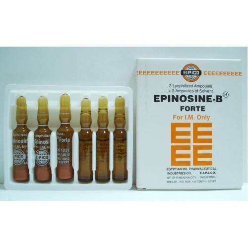 Epinosin-B Forte Amp - ابينوسين بي فورت | 3 امبولات مجففة بالتجميد مع 3 امبولات مذيب | امبولات حقن عضلي | علاج التهاب الاعصاب وامداد الجسم بالطاقة