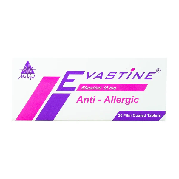 EVASTINE 10MG 20TAB - ايفاستين 10 مجم 20 قرص | 10 مجم | اقراص مغلفة | علاج اعراض الحساسية والتهاب الانف التحسسي