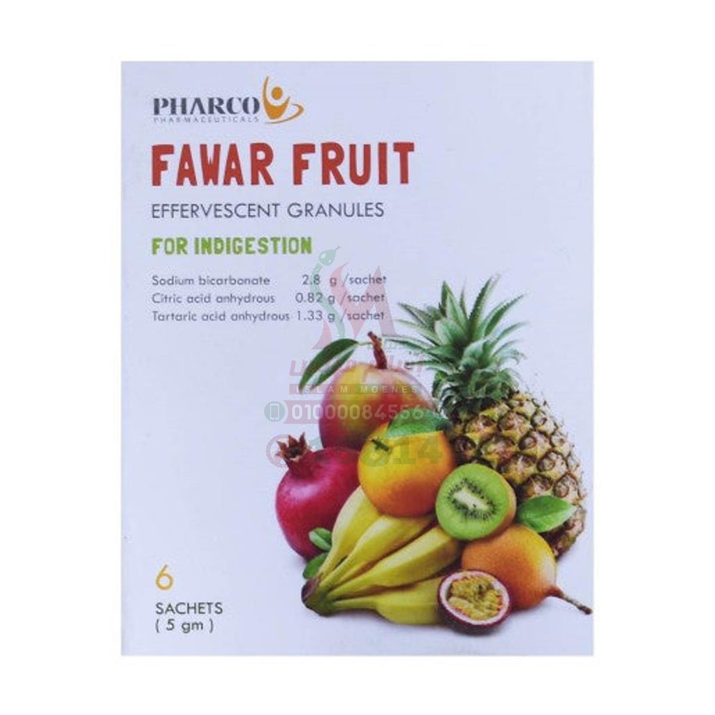 Fawar Fruit 6 SACHETS - فوار فروت | 5 جم | فوار | علاج حموضة المعدة السريع والتخلص من عسر الهضم والانتفاخ