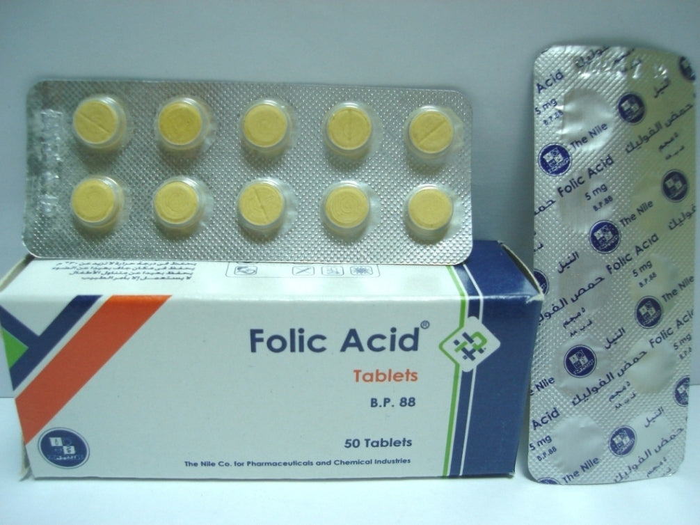 FOLIC ACID 5 MG 30 TAB - فوليك اسيد 5 مجم 30 قرص | 5 مجم | اقراص | علاج فقر الدم والوقاية من تشوهات الاجنة