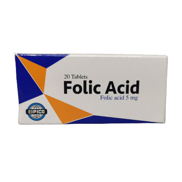 FOLIC ACID 5 MG 20 TAB EIPICO - فوليك اسيد ايبيكو 5 مجم | 5 مجم | اقراص | علاج فقر الدم والوقاية من تشوهات الاجنة