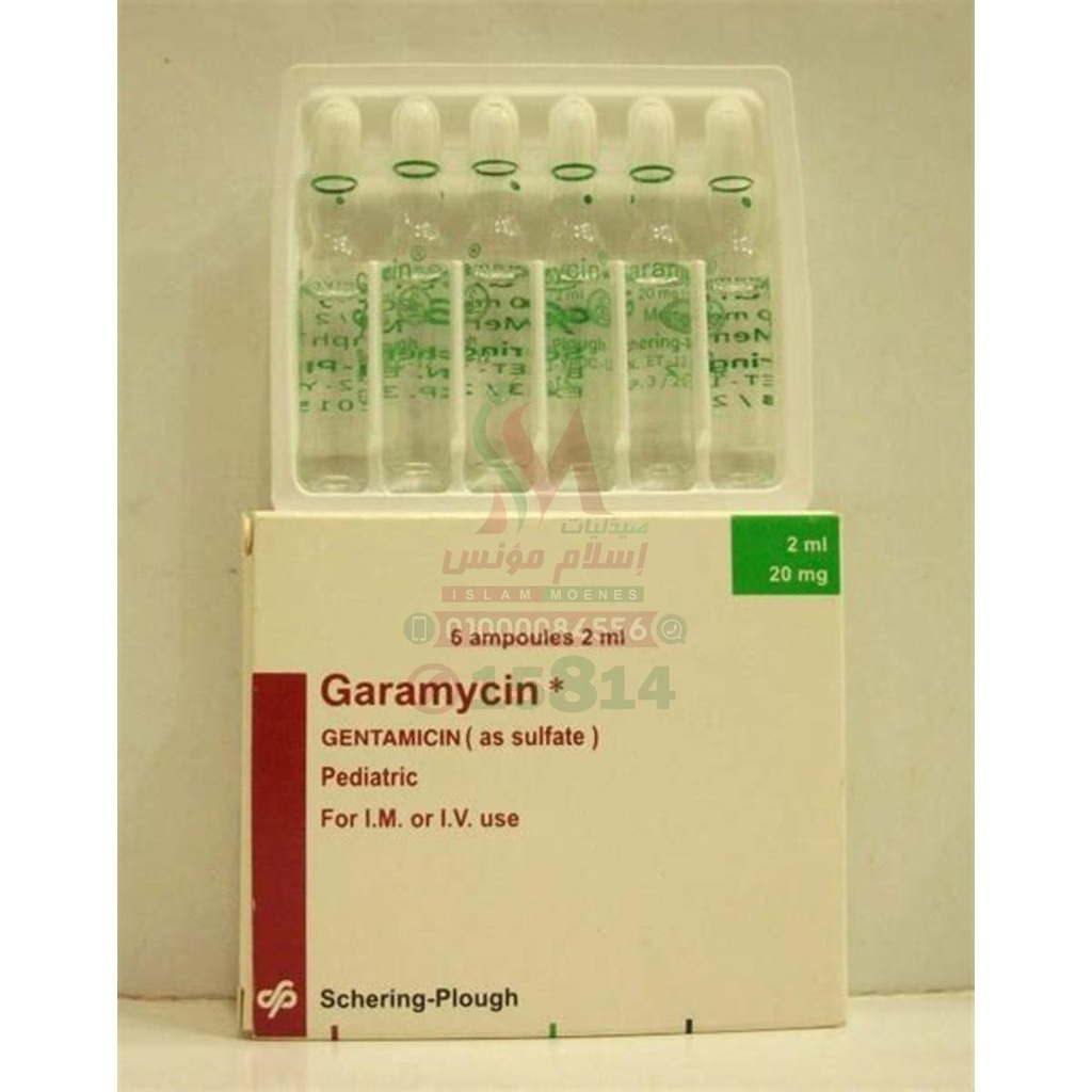 GARAMYCIN 20 MG 6 AMP - جاراميسين 20 مجم | 20 مجم | امبولات | مضاد حيوي واسع المدي لعلاج العدوي البكتيرية