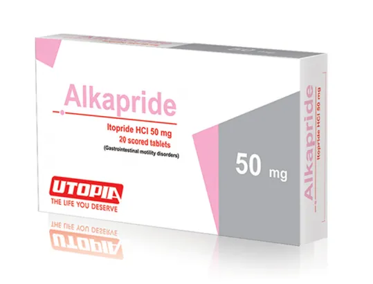 ALKAPRIDE 50 MG 30 TABLETS - الكابريد 50 مجم 30 قرص | 50 مجم | اقراص مغلفة | تنظيم حركية الجهاز الهضمي وعلاج عسر الهضم والانتفاخ