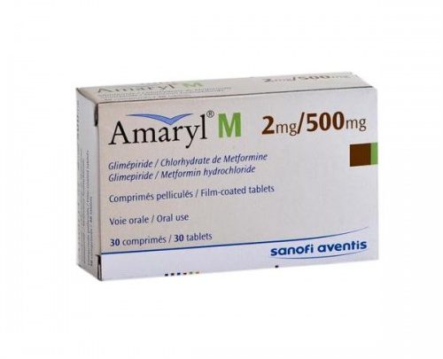 AMARYL M 2 MG / 500 MG 30 TABLETS - اماريل ام 2 مجم / 500 مجم 30 قرص | 2 مجم / 500 مجم | اقراص مغلفة مزدوجة المفعول | السيطرة الثنائية المتقدمة لمرضى السكري من النوع الثاني
