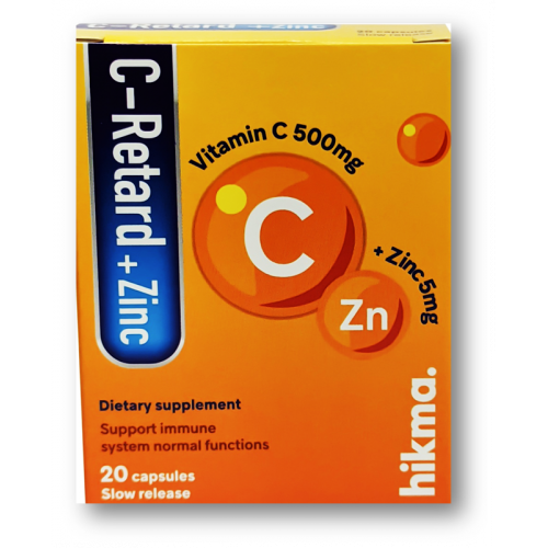 C retard zinc tab - سي ريتارد زنك | 500 مجم / 50 مجم | كبسولات ممتدة المفعول | تقوية المناعة ومقاومة نزلات البرد ونضارة البشرة