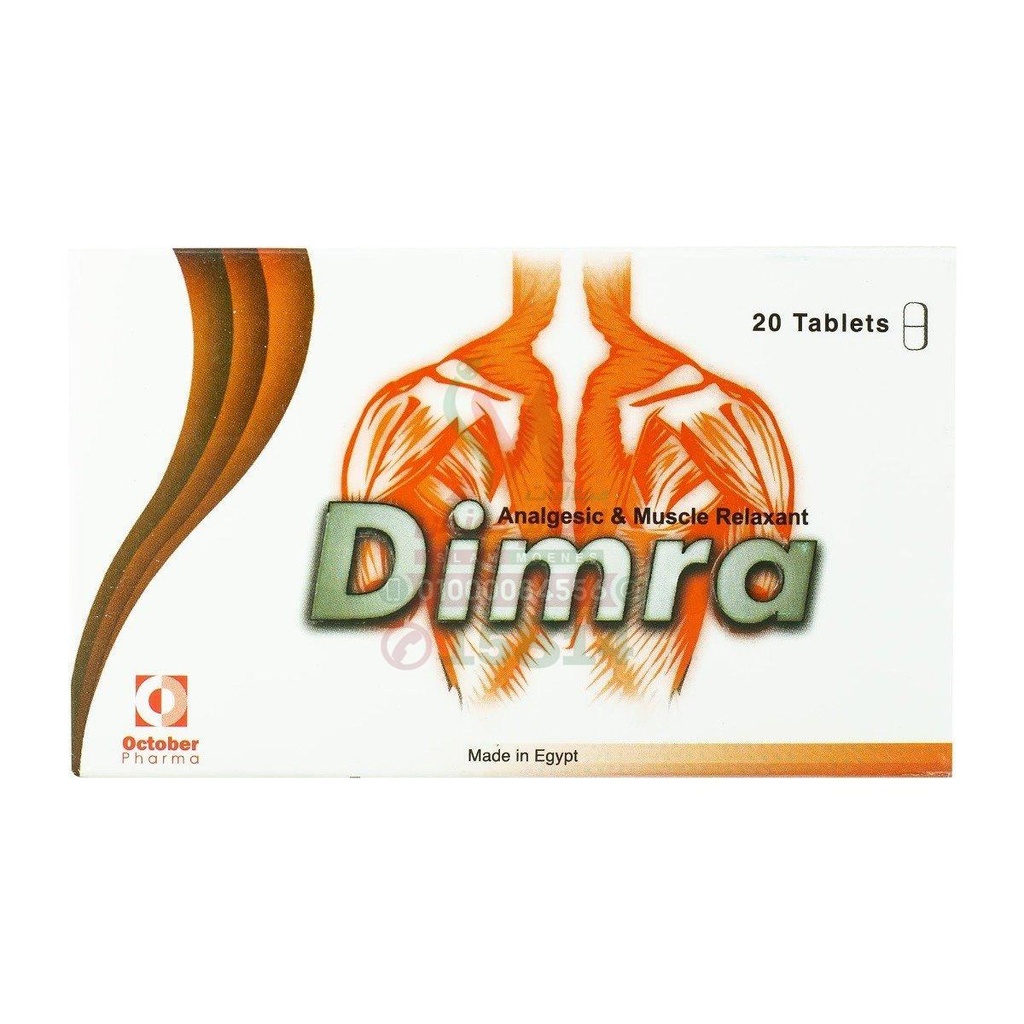 DIMRA 20 TABLETS - ديمرا 20 قرص | 500 مجم / 50 مجم | اقراص | مسكن قوي لالام العظام وباسط للعضلات المتشنجة