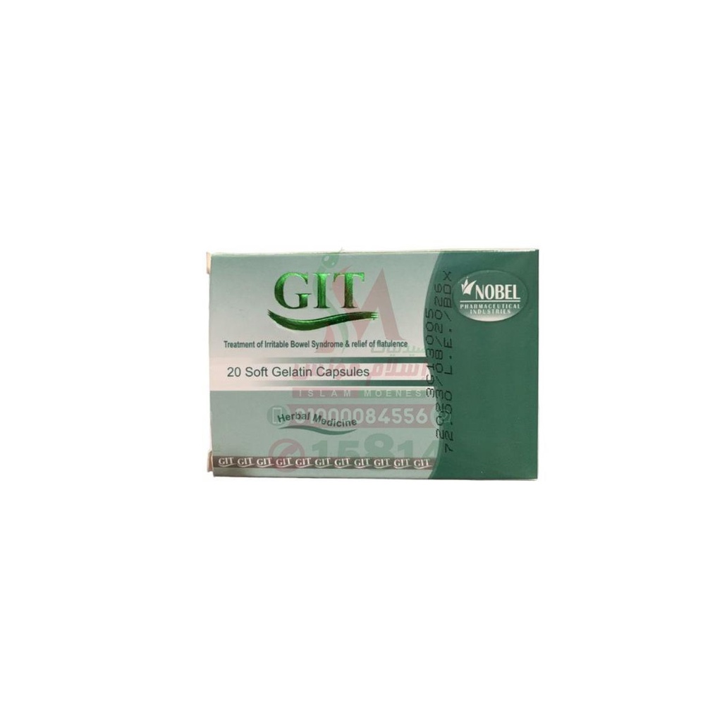 GIT 20 CAP - جيت 20 كبسولة | 20 كبسولة | كبسولات جيلاتينية صلبة | علاج اضطرابات القولون العصبي والانتفاخ