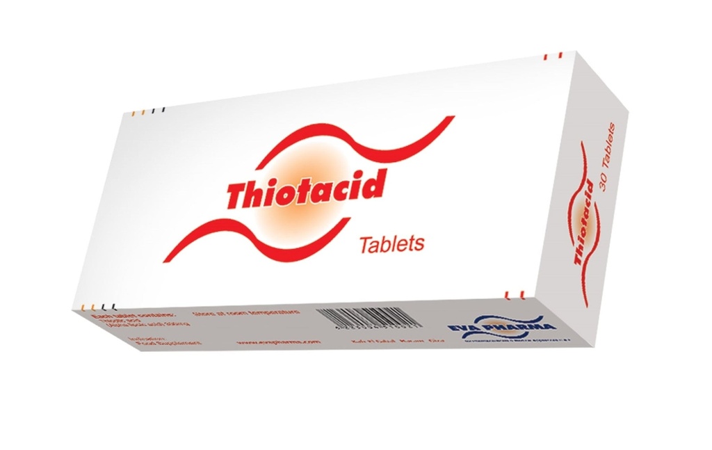 [57214] THIOTACID 300 MG 30 TABLETS - ثيوتاسيد | 300 مجم 30 قرص | اقراص مغلفة | علاج التهاب الاعصاب وحمايتها من التلف