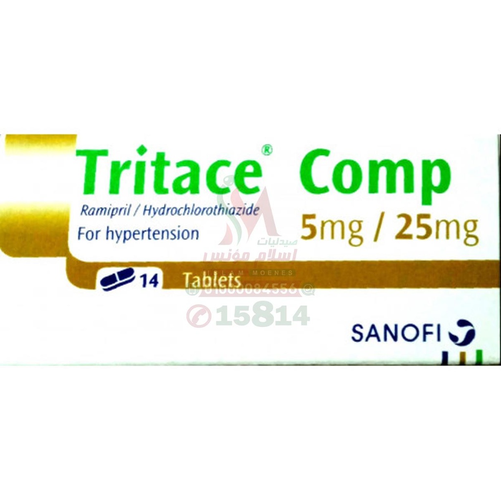 TRITACE COMP 5 MG / 25 MG 14 TABLETS - تريتاس كومب | 5 مجم / 25 مجم 14 قرص | اقراص | خفض ضغط الدم المرتفع بتركيبة ثنائية ممتدة المفعول