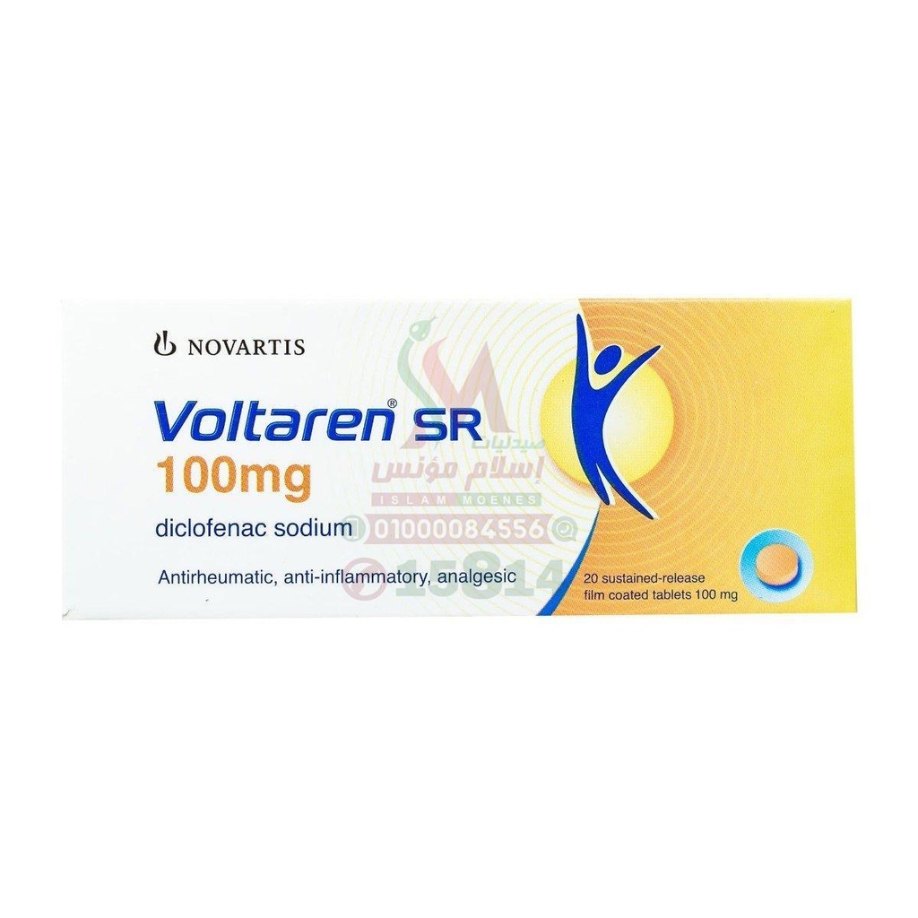 [56394] VOLTAREN SR 100 MG 20 TAB - فولتارين اس ار 100 مجم 20 قرص | 100 مجم | اقراص ممتدة المفعول | مسكن طويل المدى ومضاد للالتهابات