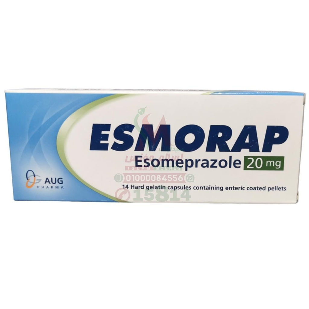 ESMORAP 20 mg 14 CAP - اسموراب | 14 كبسولة لعلاج قرحة المعدة وارتجاع المريء