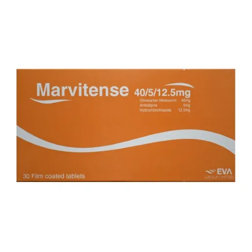 [72484] marvitense 40/5/12.5 mg 30tab - مارفيتينس 40/5/12.5 مجم 30 قرص | 40/5/12.5 مجم | اقراص مغلفة | لعلاج حالات ارتفاع ضغط الدم الشديد