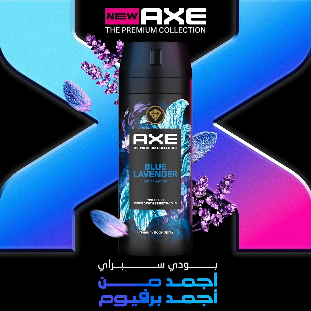 [78704] axe blue lavendar premium body spray 150ml