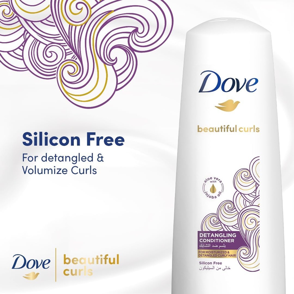 [78897] DOVE LOW SULFATE CONDITIONER CURLY HAIR 350 ML - دوف بلسم منخفض الكبريتات للشعر الكيرلي | لترطيب وتحديد الخصلات ومنع الجفاف