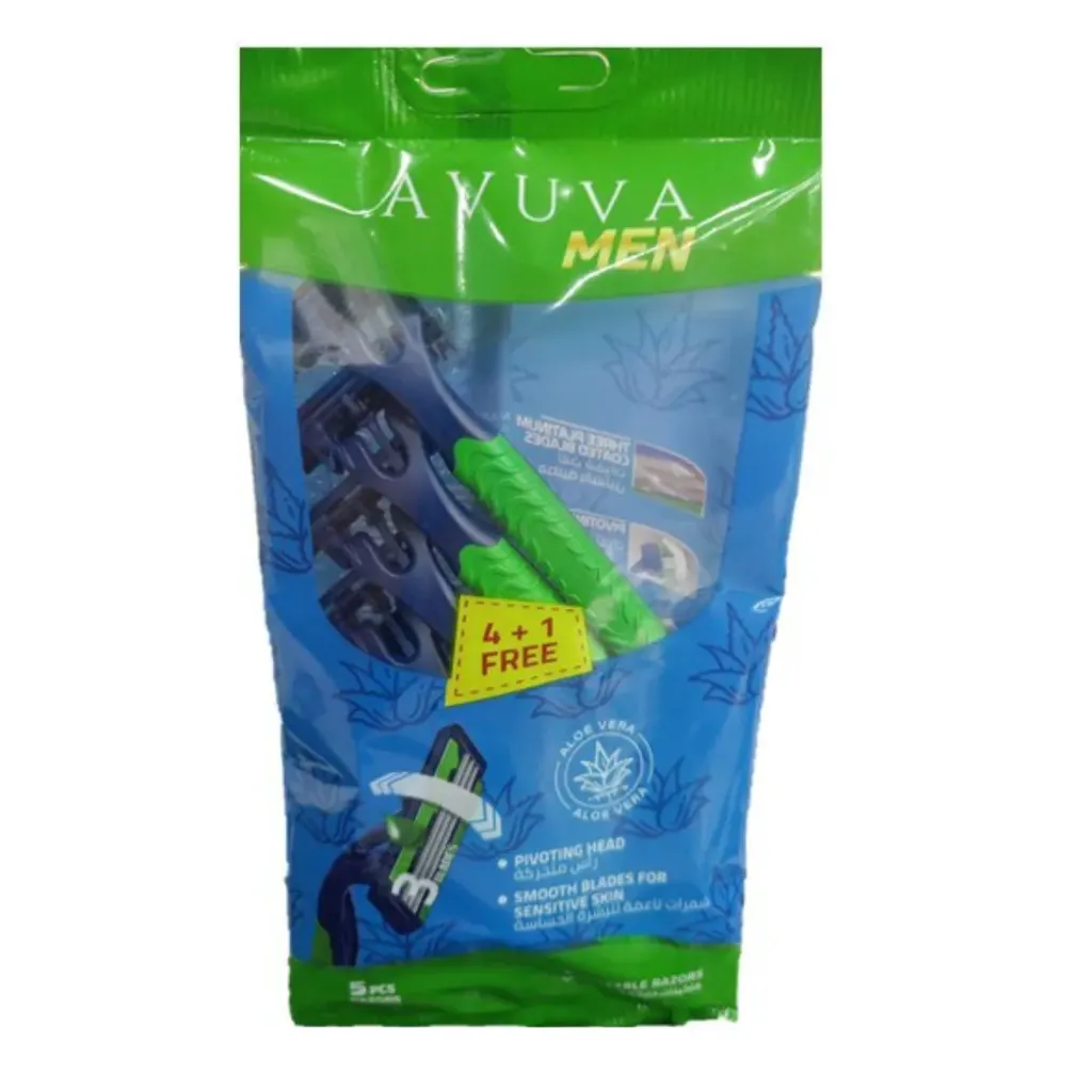 [79354] AVUVA DISPOSABLE RAZOR 5 PCS MEN - افوفا ماكينة حلاقة رجالية للاستخدام المرة الواحدة لازالة شعر الوجه والجسم