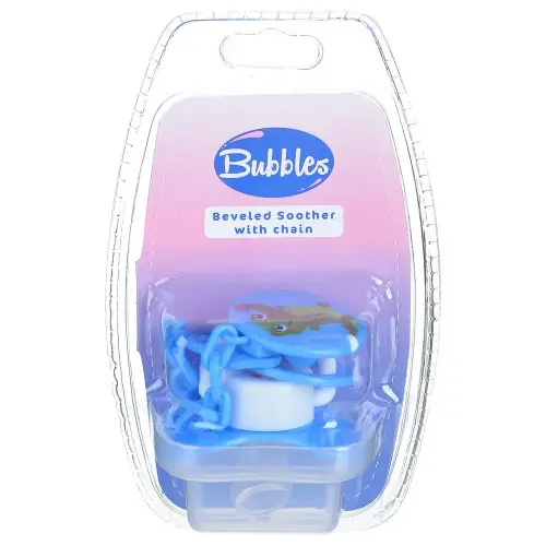 [79172] BUBBLES SOOTHER WITH CHAIN - بابلز لهاية وسلسلة للاطفال لتهدئة الرضيع ومنع ضياع السكاتة