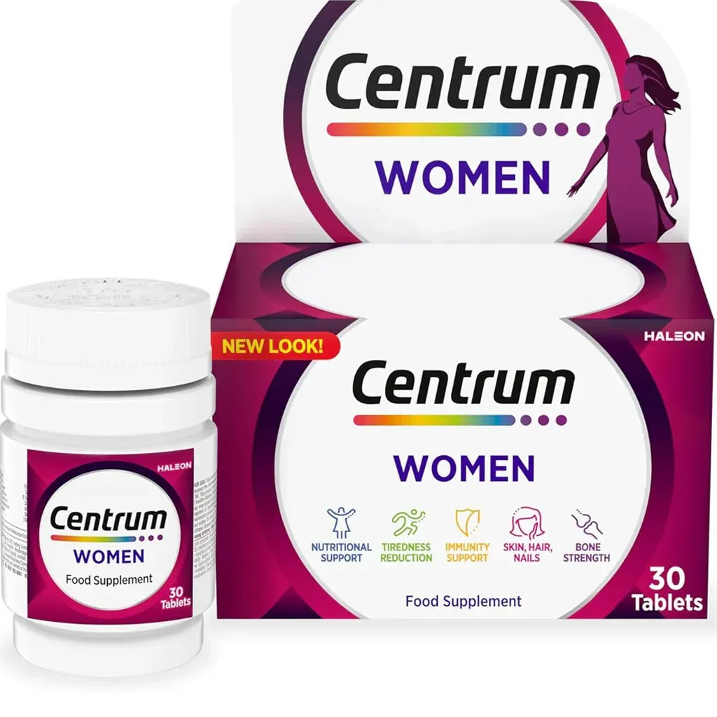 [75426] CENTRUM WOMEN 30 TAB - سنترم سيدات 30 قرص | مكمل غذائي لتعزيز الطاقة والمناعة وصحة البشرة والشعر
