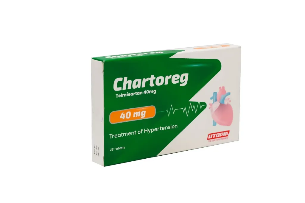 CHARTOREG 40 MG 28 TAB - شارتوريج 40 مجم 28 قرص لتنظيم ضغط الدم المرتفع وحماية القلب والاوعية الدموية