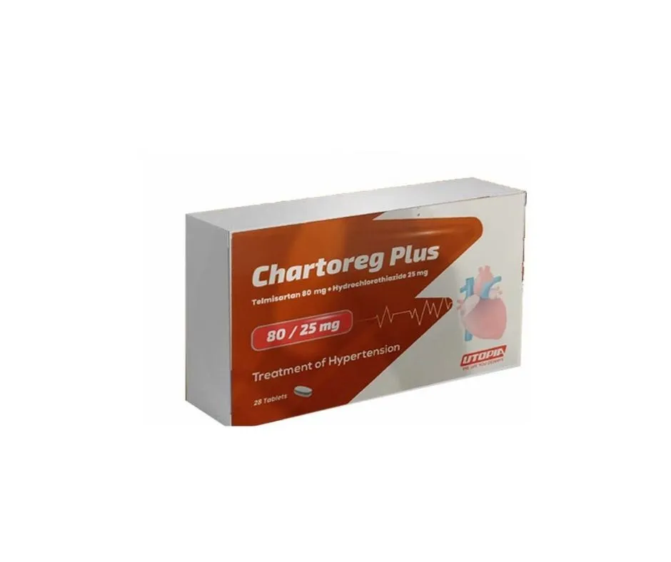 CHARTOREG PLUS 80 MG 25 MG 28 TAB - شارتوريج بلس 80 مجم / 25 مجم | اقراص | لعلاج ارتفاع ضغط الدم وحماية القلب من المضاعفات