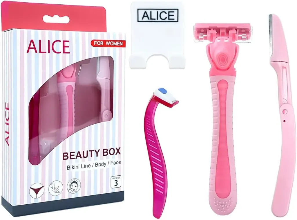 [80034] ALICE BEAUTY BOX BIKINI-BODY-FACE FOR WOMEN 3 PCS - اليس بيوتي بوكس ماكينات حلاقة نسائية 3 قطع لازالة شعر الوجه والجسم والبكيني