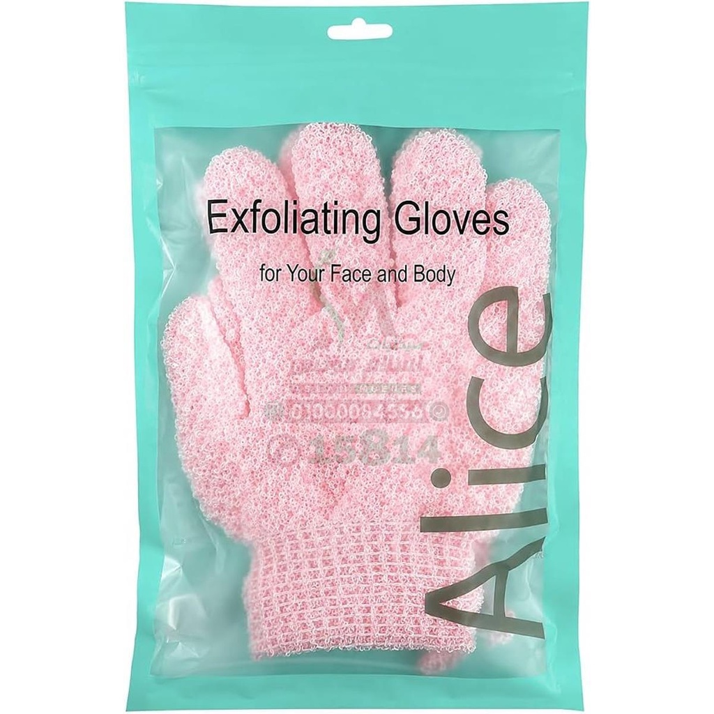 [79809] ALICE EXFOLIATING GLOVES FACE AND BODY - اليس قفازات تقشير الوجه والجسم لازالة خلايا ال | جلد الميتة وتجديد البشرة